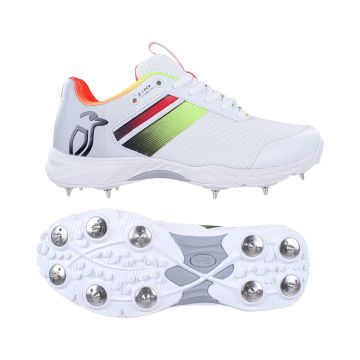 2023 Kookaburra KC 2.0 Spike Junior Cricket Shoes - White/Red/Yellow