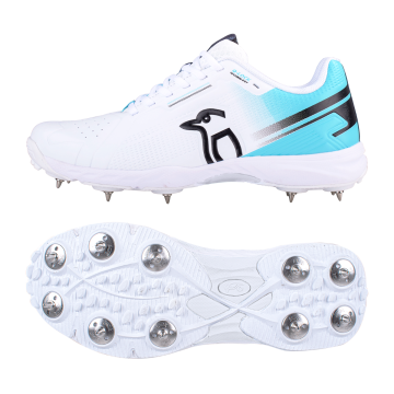 2024 Kookaburra KC 3.0 Spike Junior Cricket Shoes - White/Aqua