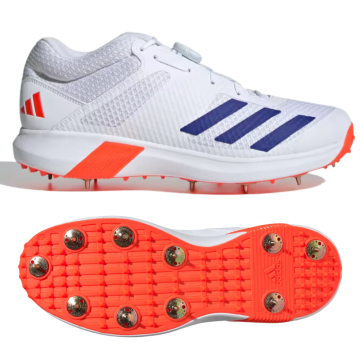 2024 Adidas AdiPower Vector Mid 20 Bowling Cricket Shoes - White/Blue/Red